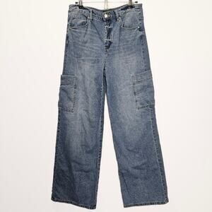 Blue Revival Wide Leg Flex Back Medium Cargo Pocket High Rise Jeans Size 30